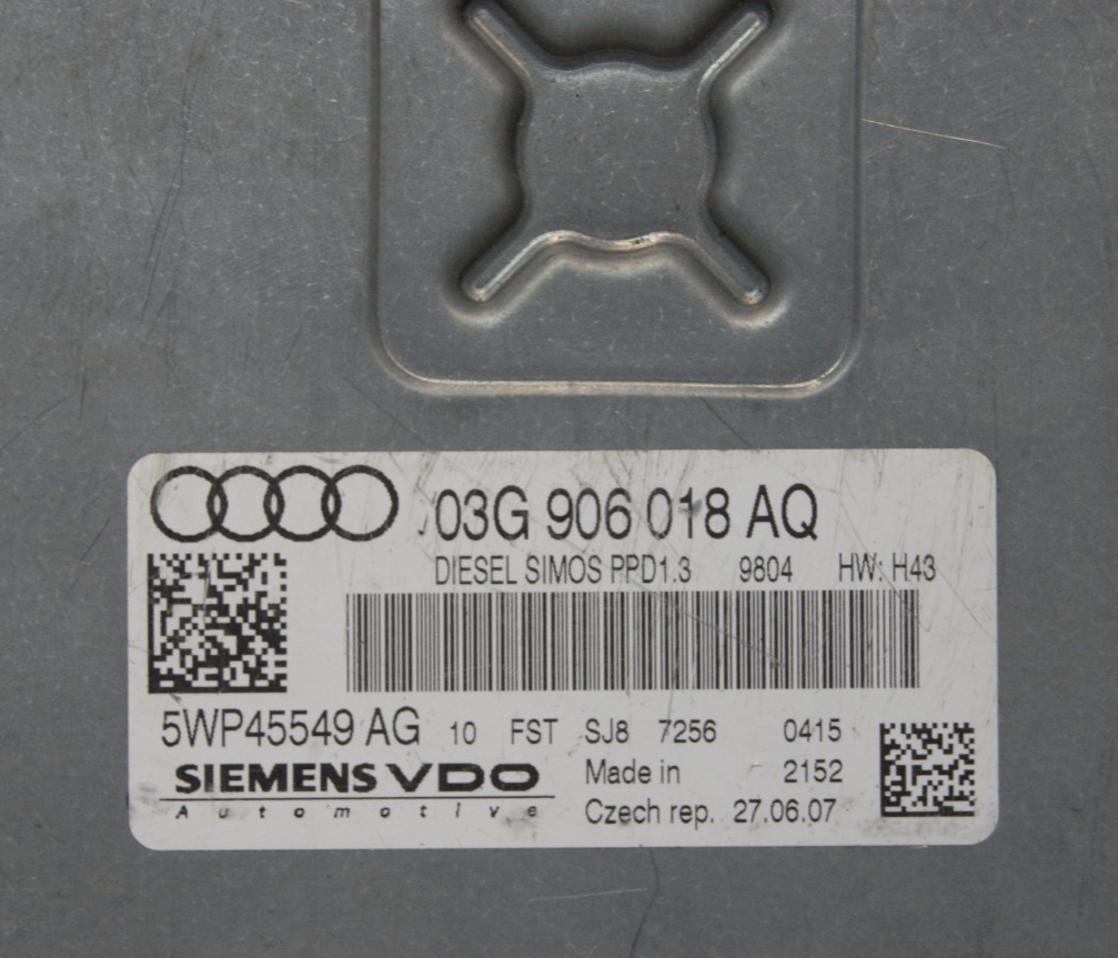 ECU AUDI VW 03G906018AQ  (CLONING BY POST) PLUG AND PLAY