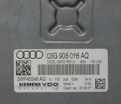 ECU AUDI VW 03G906018AQ  (CLONING BY POST) PLUG AND PLAY