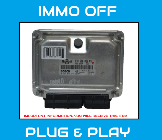 AUDI VW ENGINE  ECU 038906019GS 0281010940 IMMO OFF PLUG & PLAY