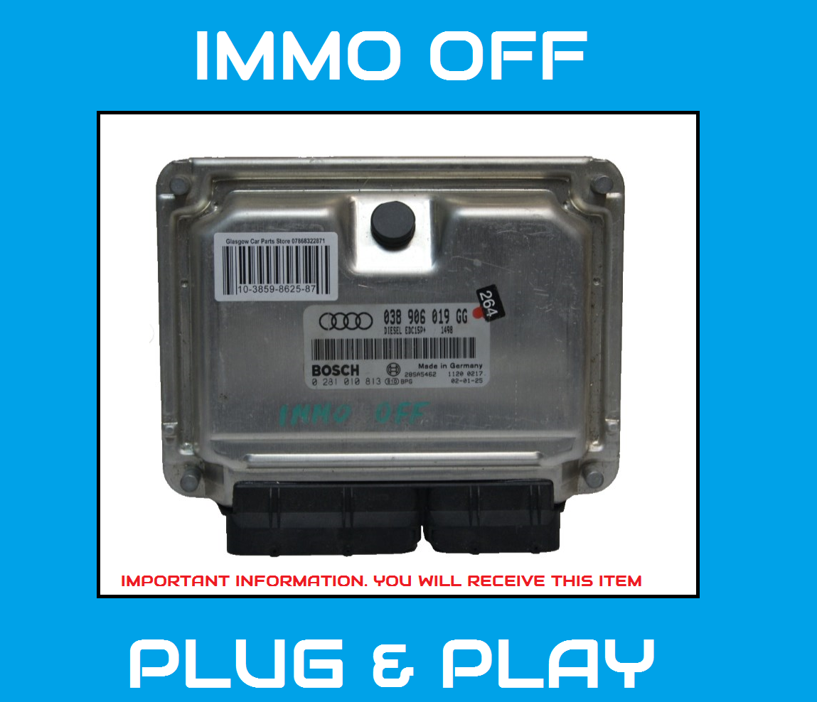 AUDI VW ENGINE  ECU 038906019GG 0281010813  IMMO OFF PLUG & PLAY