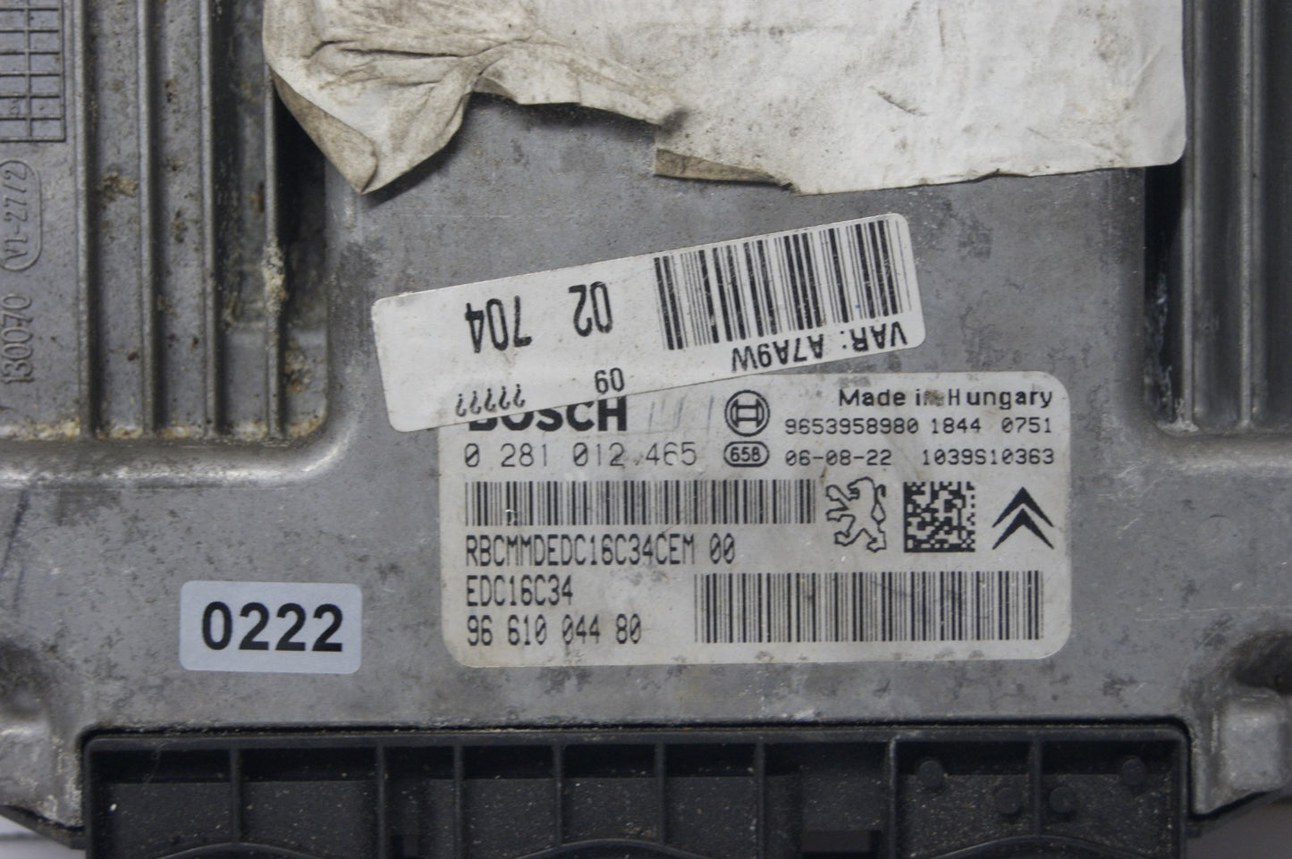 CITROEN PEUGEOT ECU  0281012465 9661004480 PLUG AND PLAY  CLONING BY POST