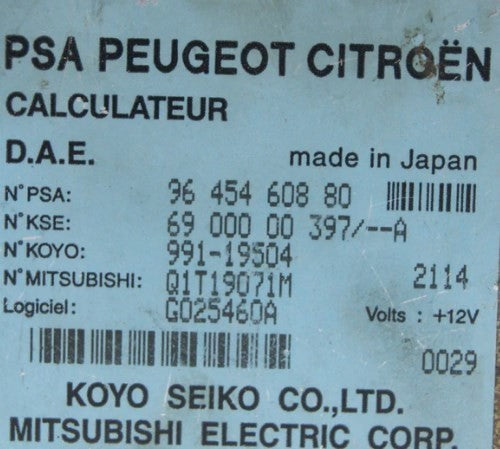 CITROEN PEUGOT POWER STEERING ECU MODULE 9645460880